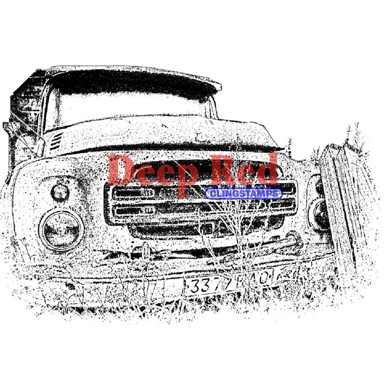 Deep Red Stamps Rusty Truck Rubber Cling Stamp 3 x 2.1 inches